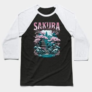 Discover the magic of the Japanese sanctuary with its 🌸 Sakura tree in full bloom! A paradise of tranquility and beauty. 🏯🌸 Baseball T-Shirt